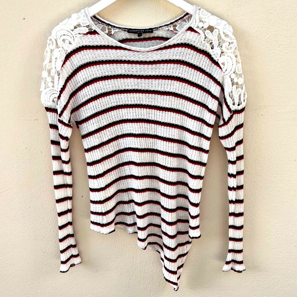 Generation Love Striped Crochet Top S NWOT